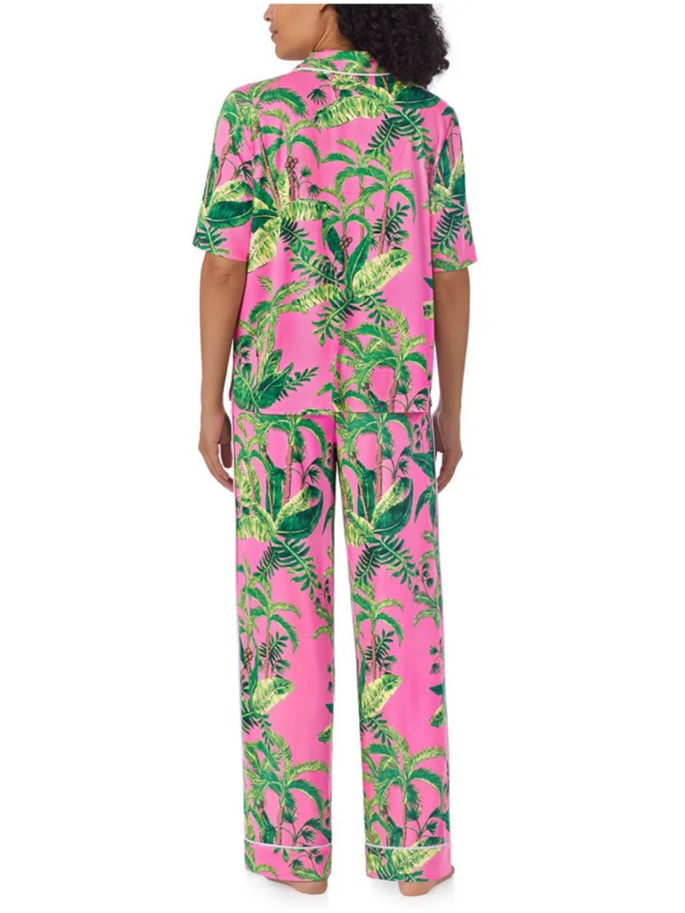 Room Service Pink & Green Palm Tree Print Pajama Set Size XXL - Picture 6 of 13